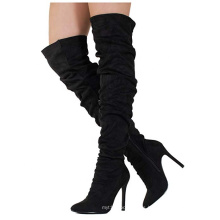 2019 Women Fashion Handmade Woman Comfy Vegan Suede High Heel A169-4 Side Zipper Thigh High Over The Knee Boots